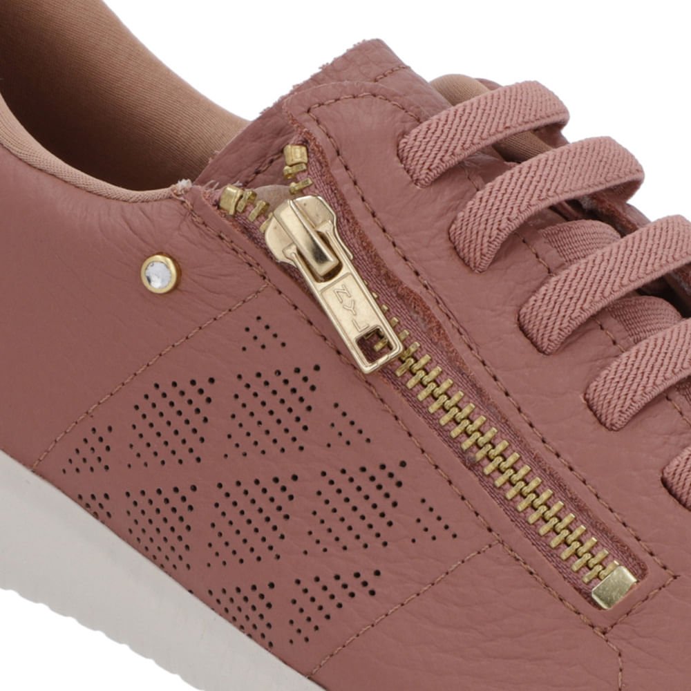 Tênis Rosa Vintage Couro Laser Zíper Lateral Rosa 4