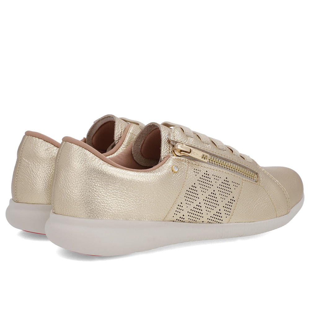 Tênis Dourado Couro Laser Zíper Lateral Dourado 3