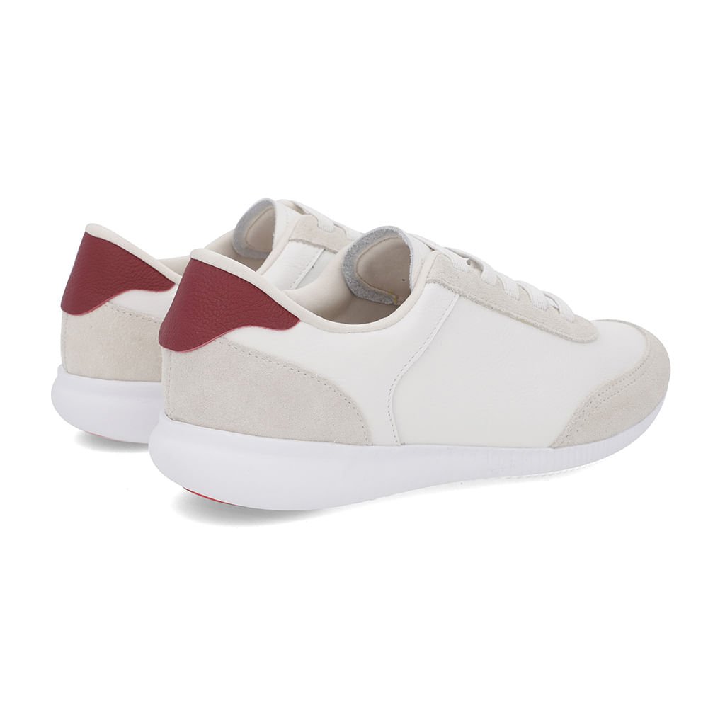 Tênis Branco Couro Detalhe Vermelho Branco 3