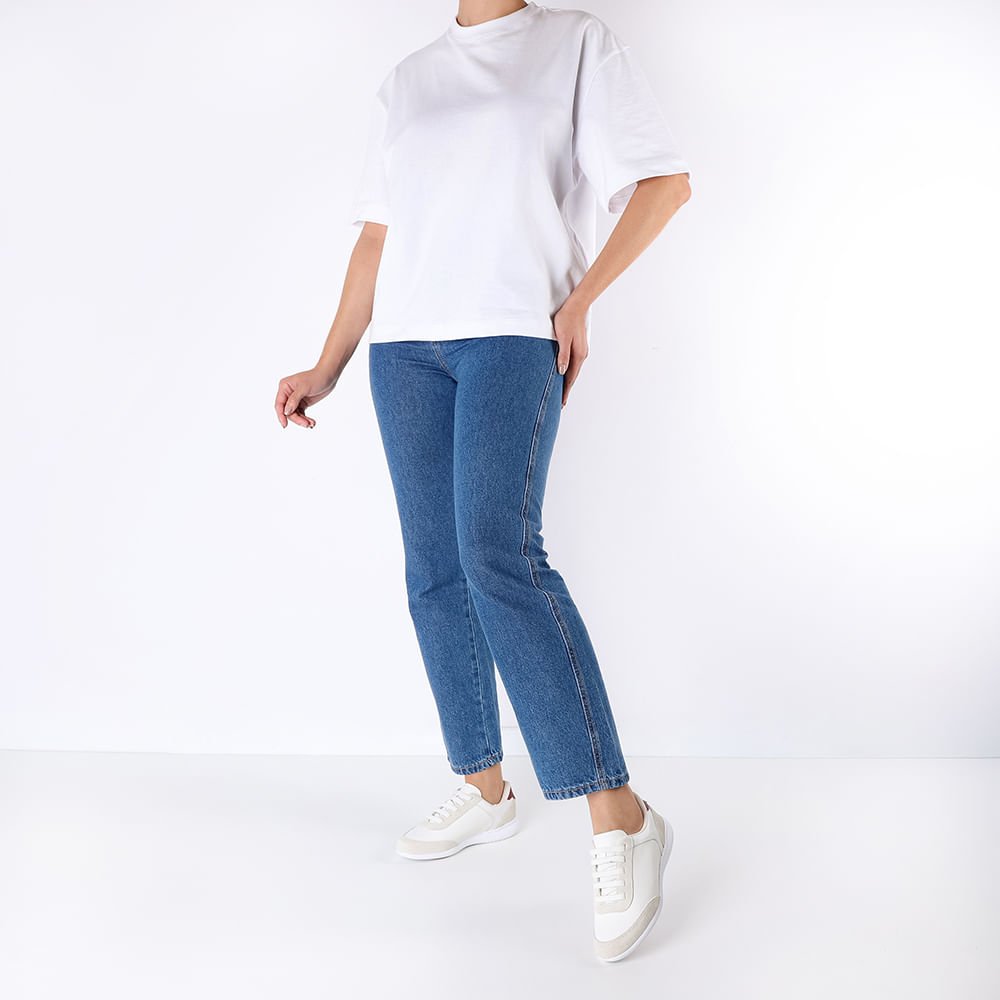 Tênis Branco Couro Detalhe Vermelho Branco 4