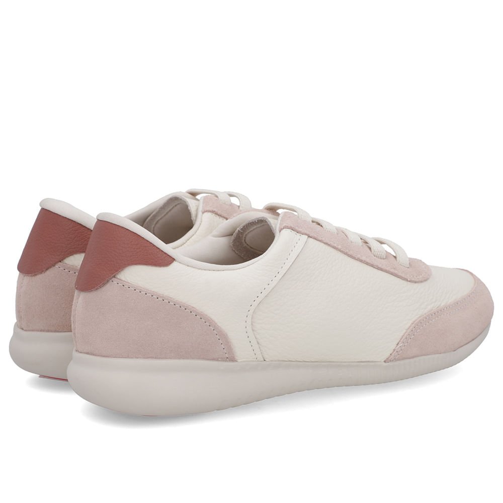 Tênis Branco Marfim Couro Detalhe Rosa Vintage Branco 3