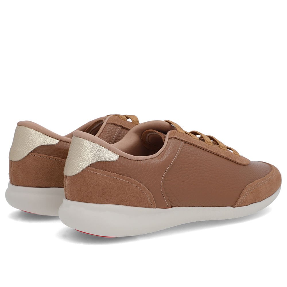 Tênis Marrom Couro Detalhe Dourado Marrom 3