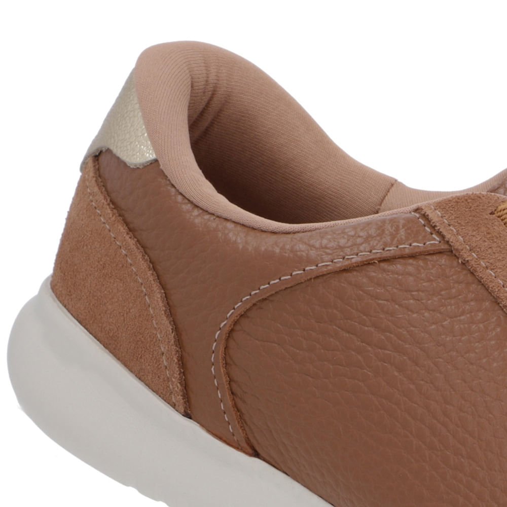 Tênis Marrom Couro Detalhe Dourado Marrom 4