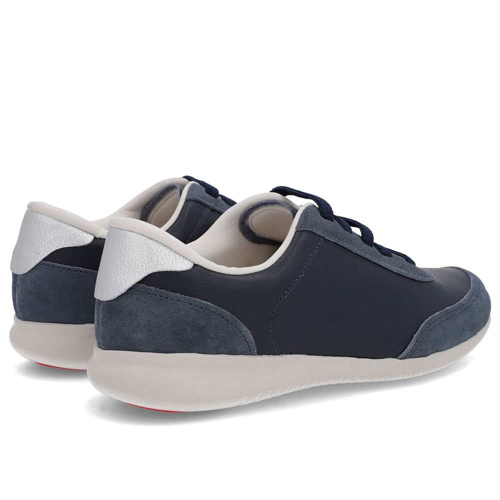 Tênis Azul Couro Detalhe Prata Azul 3