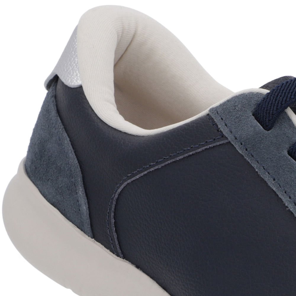 Tênis Azul Couro Detalhe Prata Azul 4