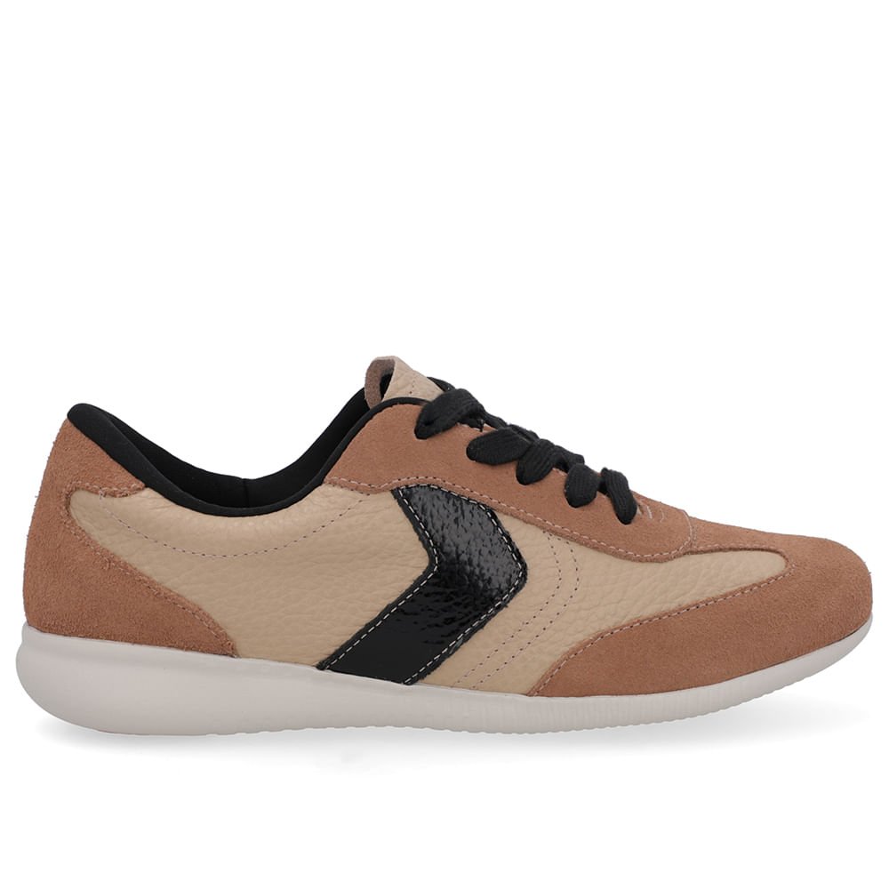 Tênis Bege Couro Marrom