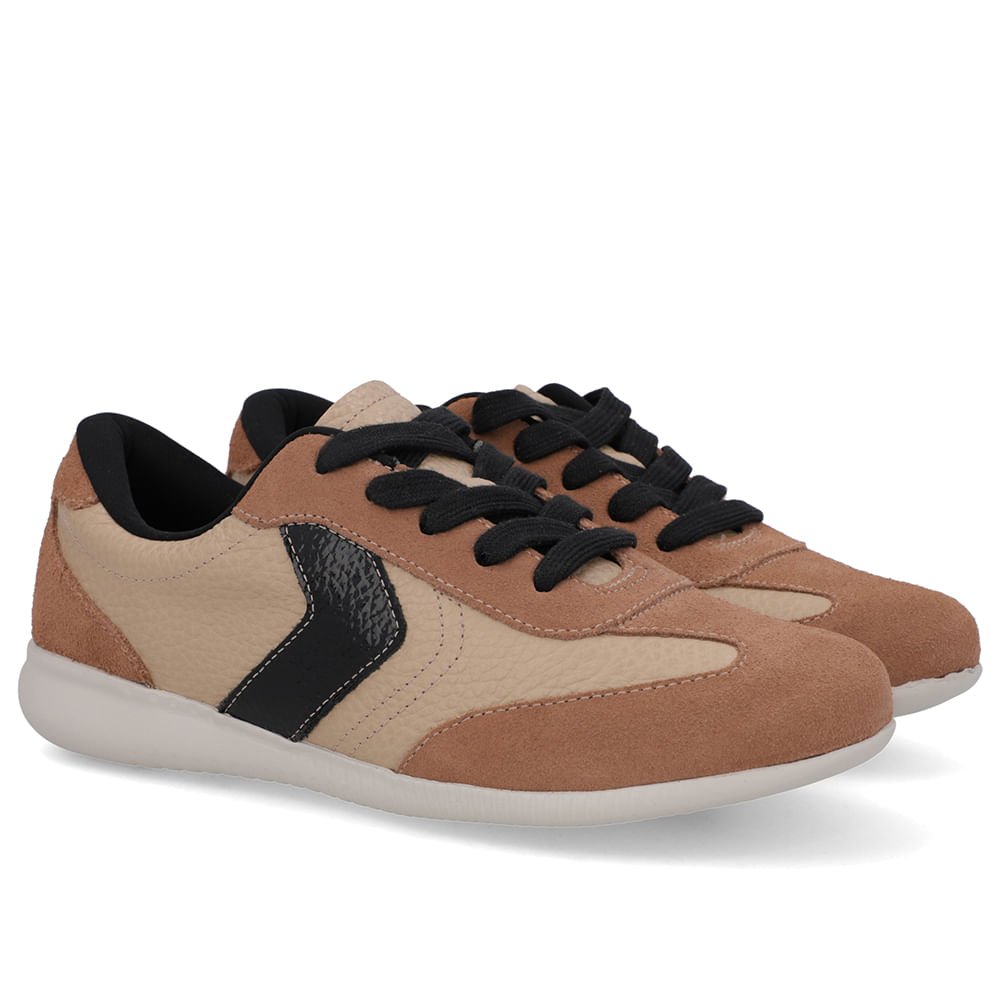 Tênis Bege Couro Marrom Marrom 2