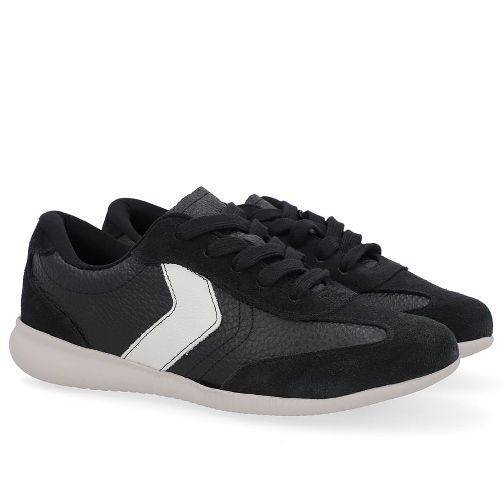 Tênis Preto Couro Branco Preto 2