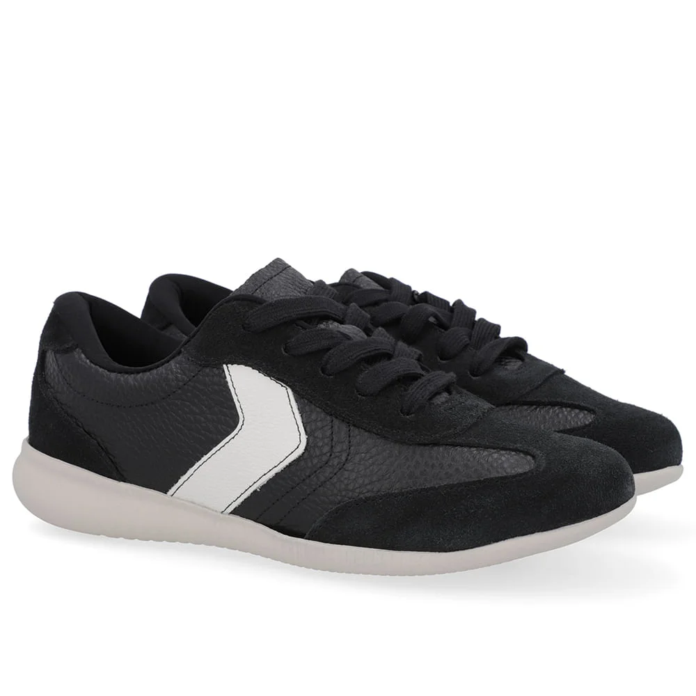 Tênis Preto Couro Branco Preto 2