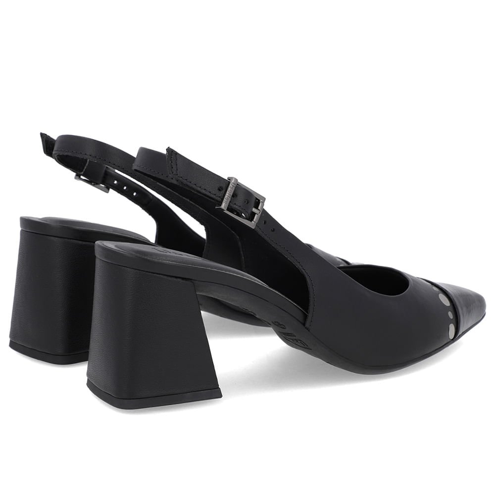 Slingback Preto Salto Geométrico Tachas Preto 3