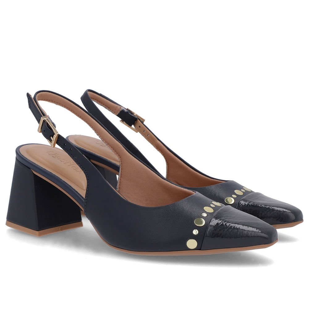 Slingback Azul Salto Geométrico Tachas Azul 2
