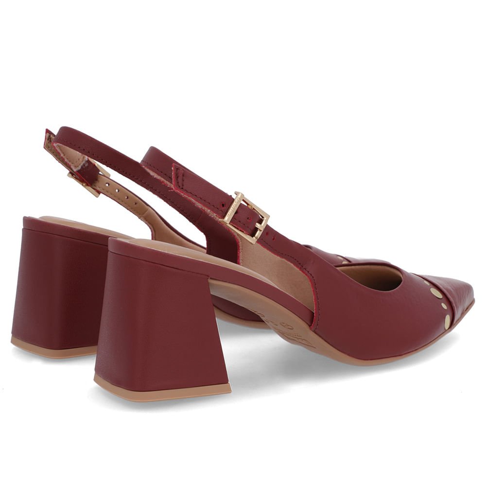 Slingback Vermelho Salto Geométrico Tachas Vermelho 3