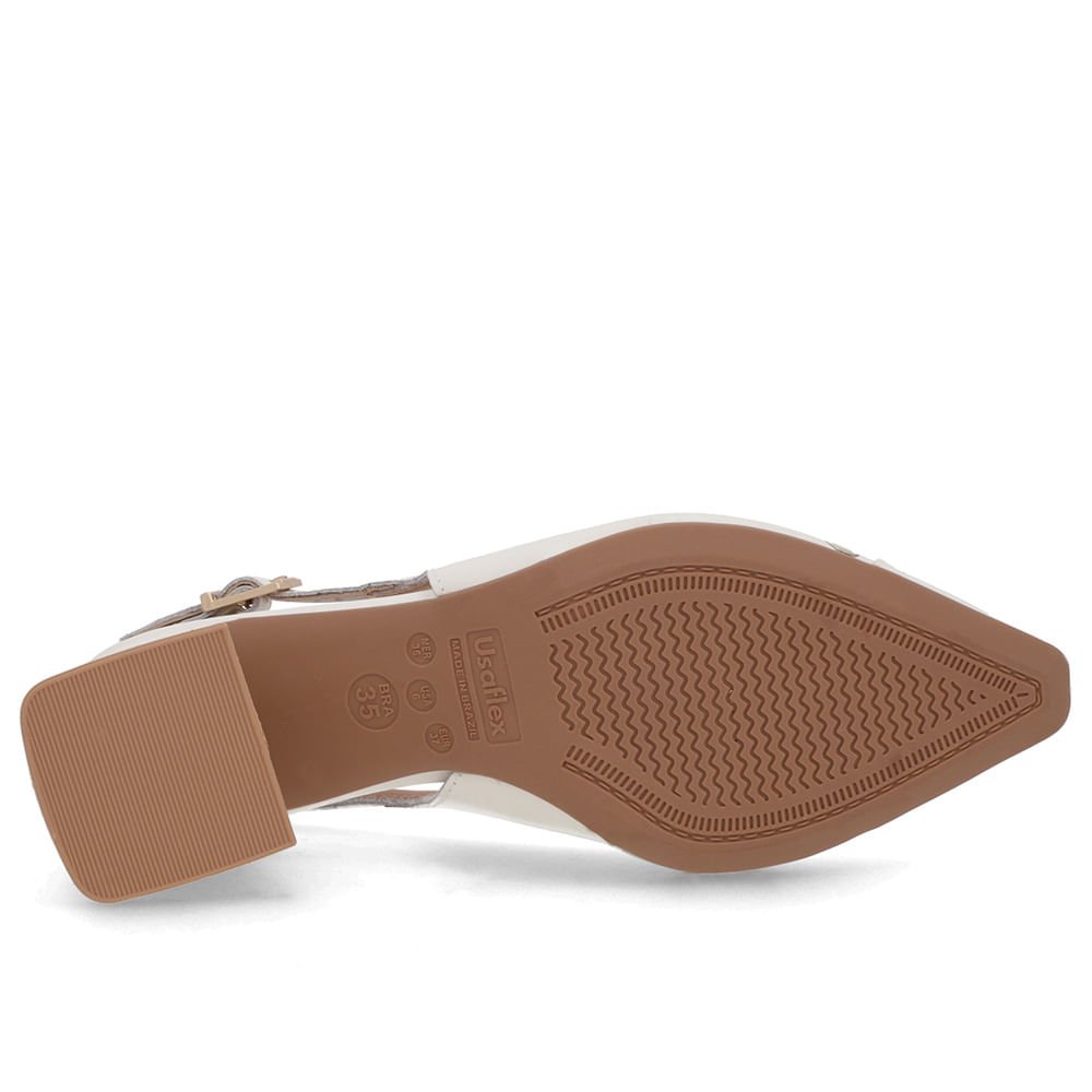 Slingback Branco Marfim Salto Geométrico Tachas Branco 5