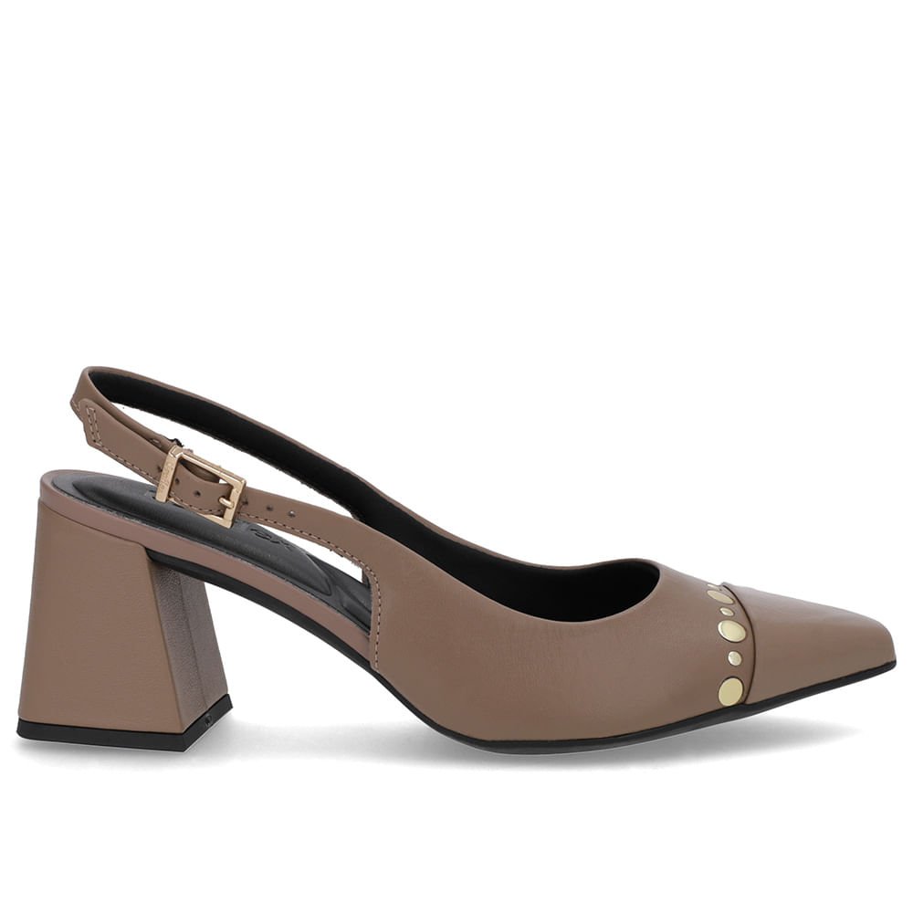 Slingback Marrom Salto Geométrico Tachas