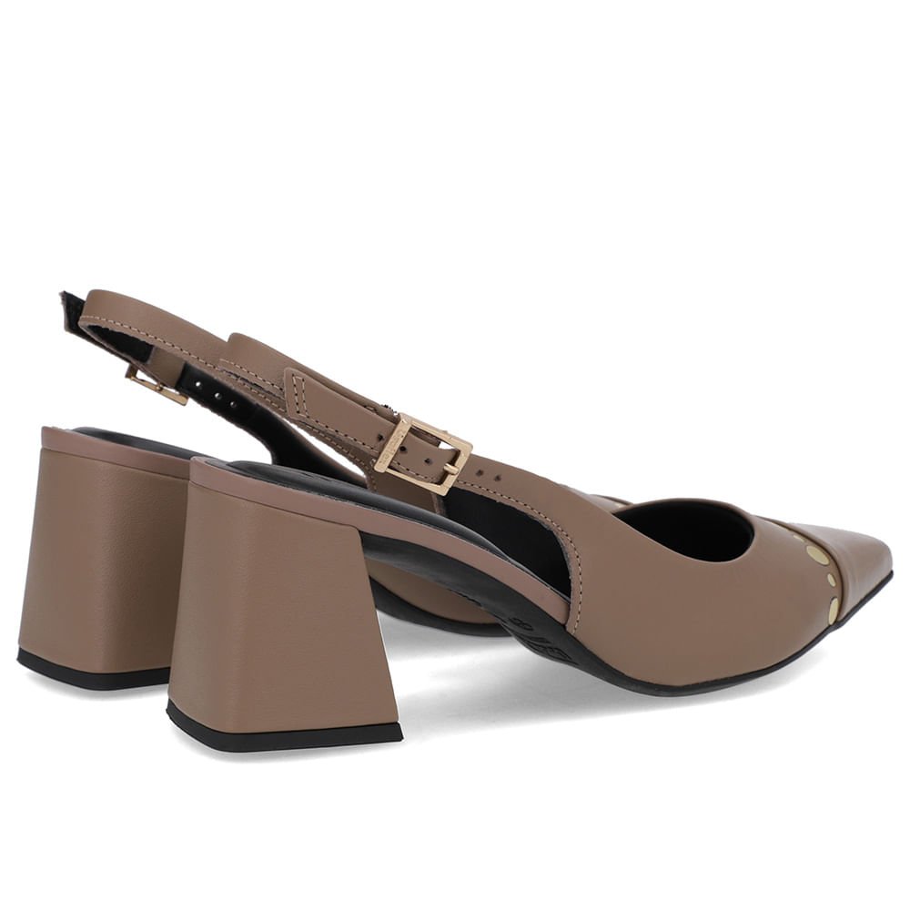 Slingback Marrom Salto Geométrico Tachas Marrom 3