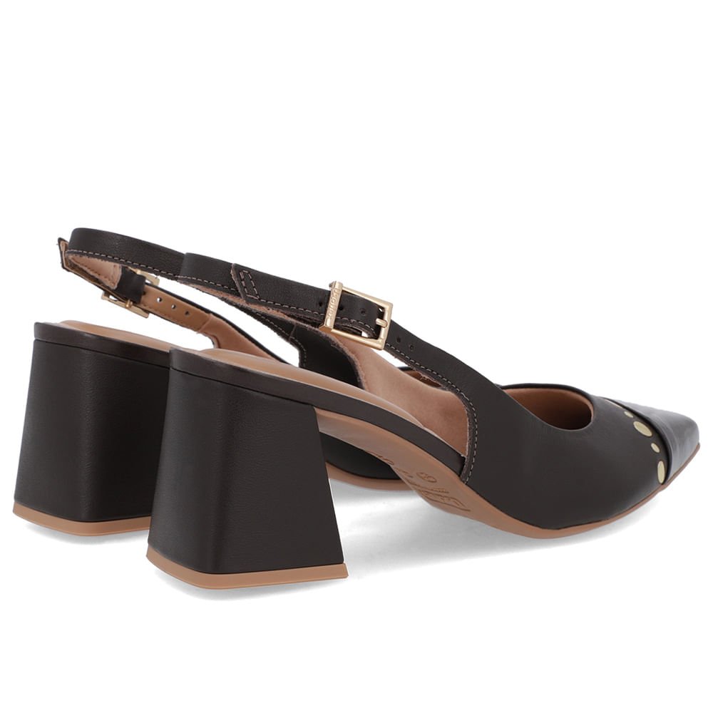 Slingback Marrom Ganache Salto Geométrico Tachas Marrom 3