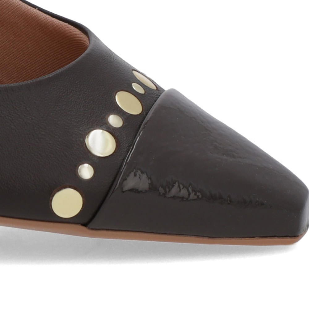 Slingback Marrom Ganache Salto Geométrico Tachas Marrom 4