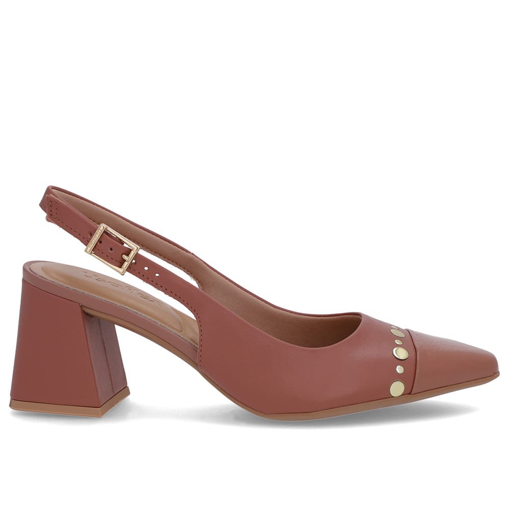 Slingback Rosa Vintage Salto Geométrico Tachas
