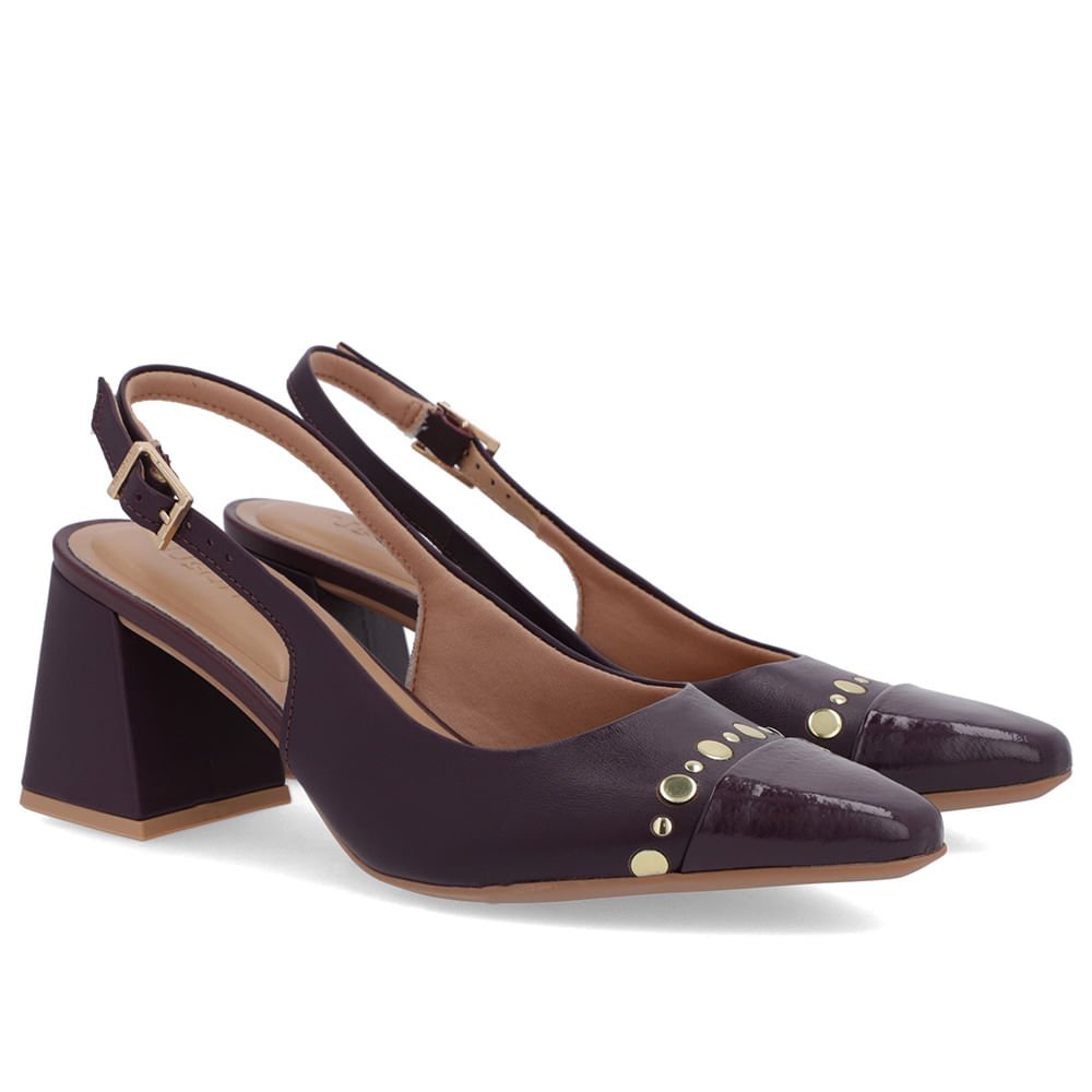 Slingback Roxo Salto Geométrico Tachas Roxo 2