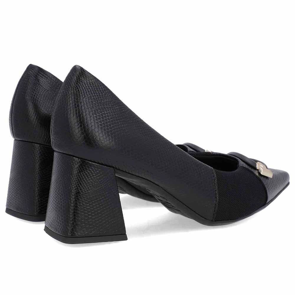 Scarpin Preto Couro Detalhe Textura Preto 3