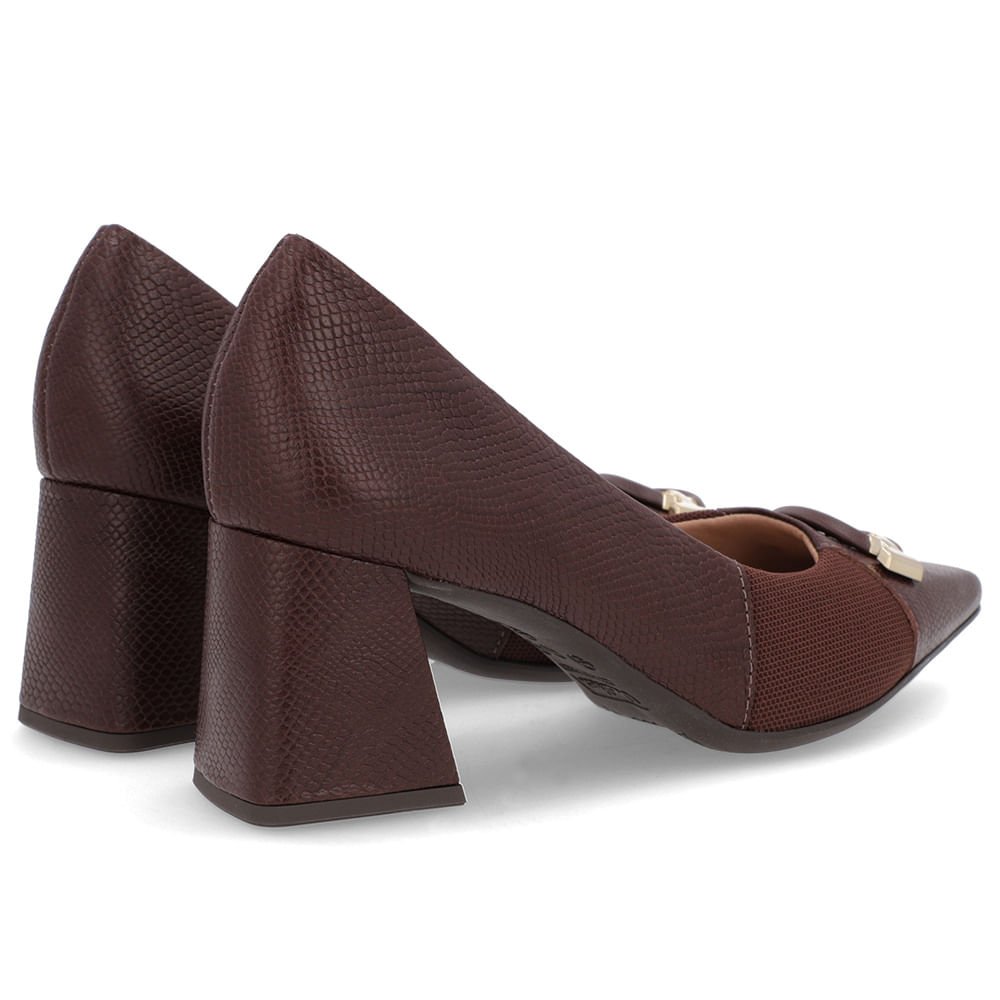 Scarpin Marrom Couro Detalhe Textura Marrom 3