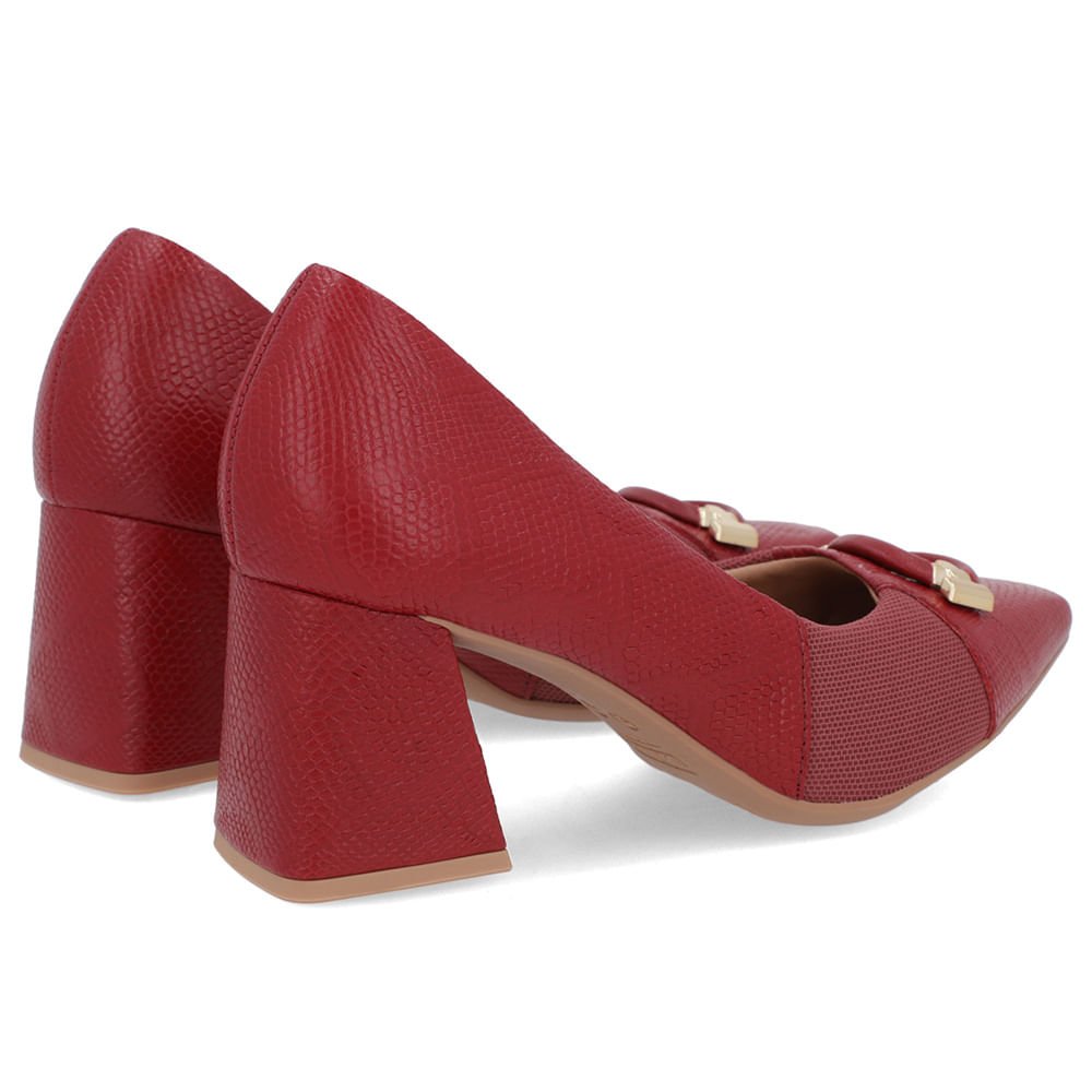 Scarpin Vermelho Couro Detalhe Textura Vermelho 3