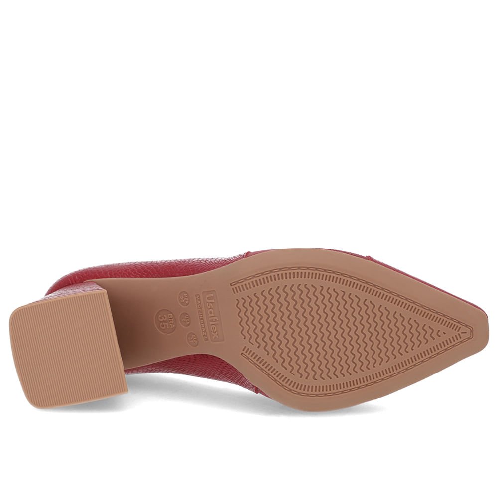 Scarpin Vermelho Couro Detalhe Textura Vermelho 5