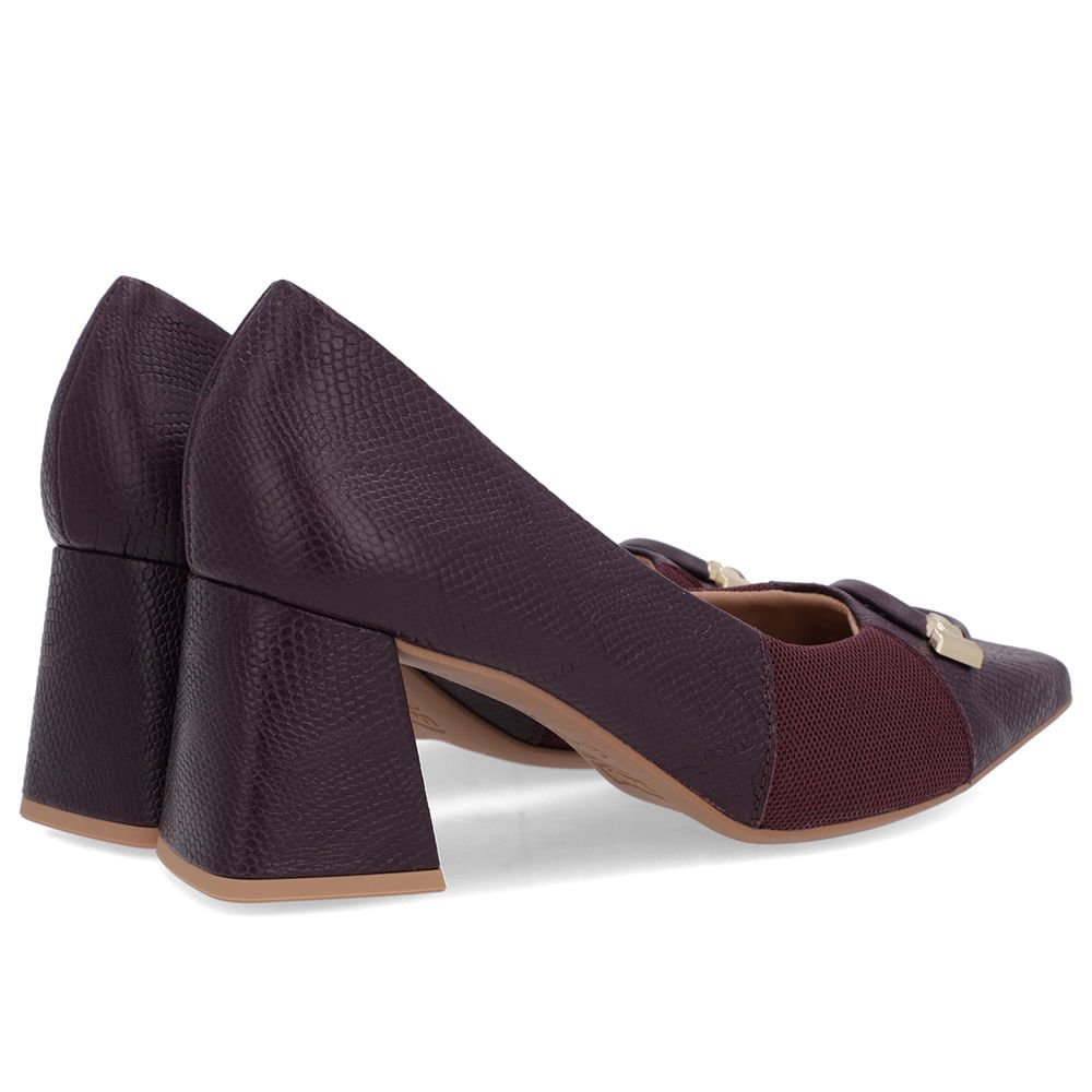 Scarpin Roxo Couro Detalhe Textura Roxo 3