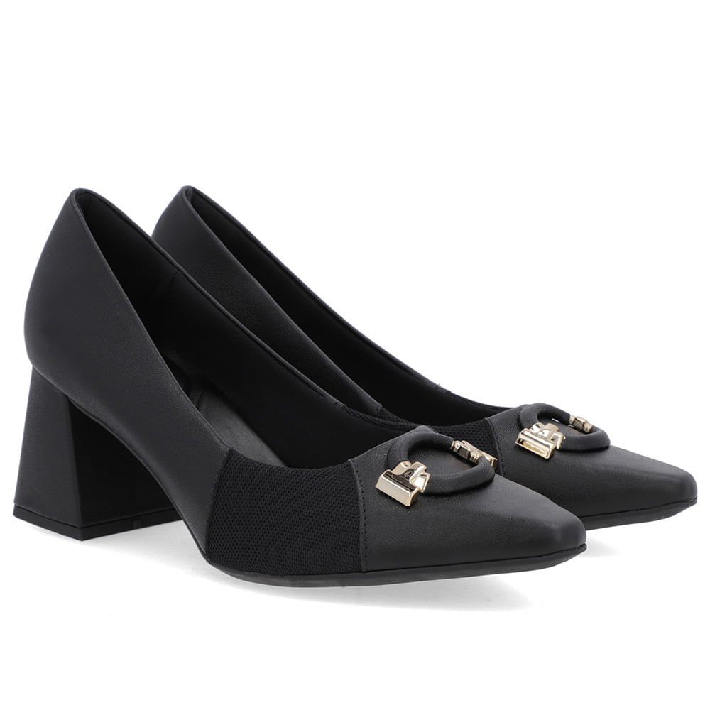Scarpin Preto Couro Liso Preto 2