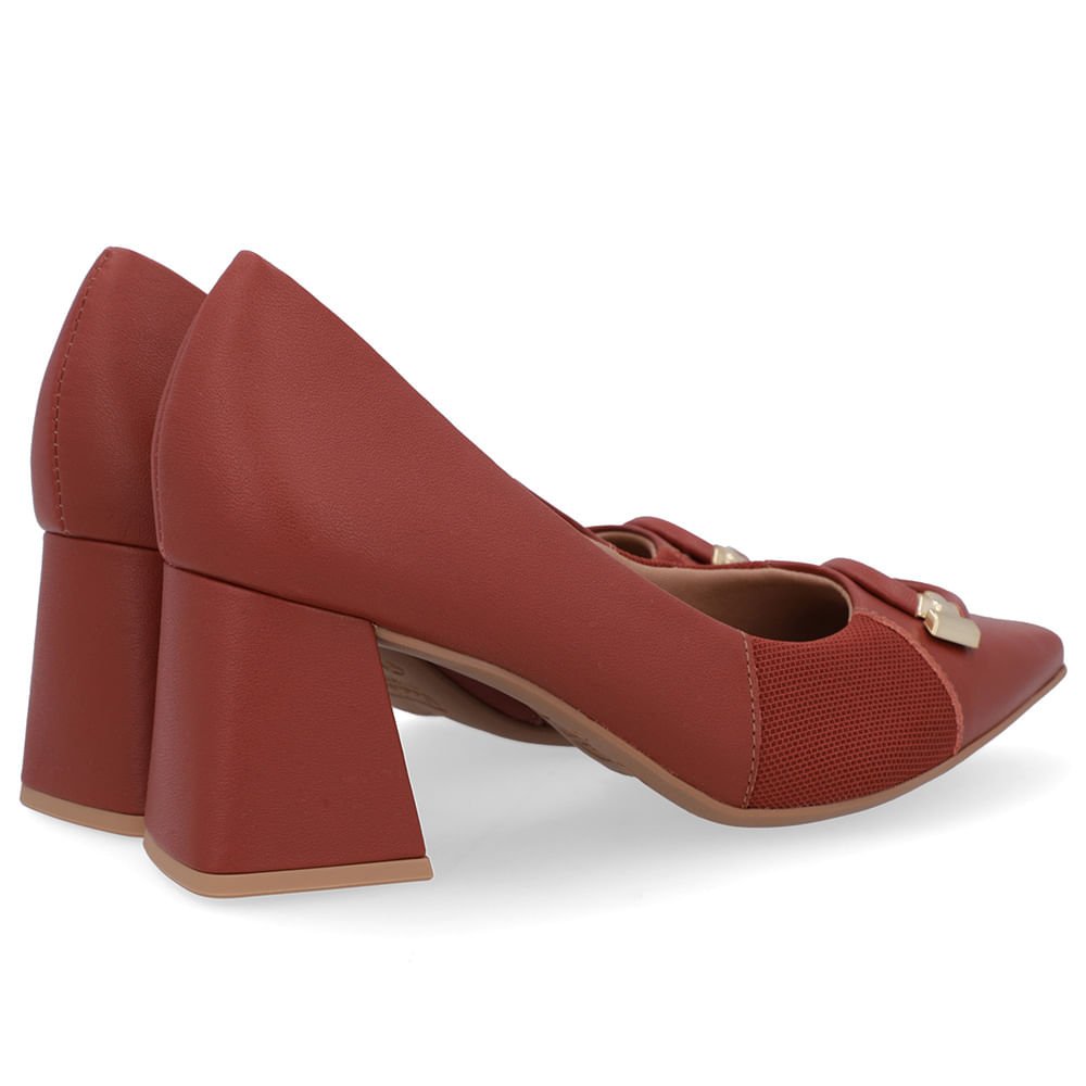 Scarpin Marrom Terracota Couro Liso Marrom 3