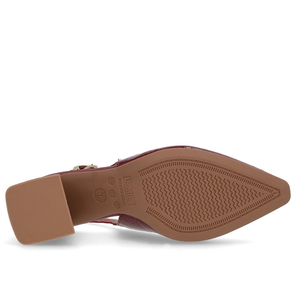 Slingback Vermelho Verniz Textura Bico Fino Vermelho 5