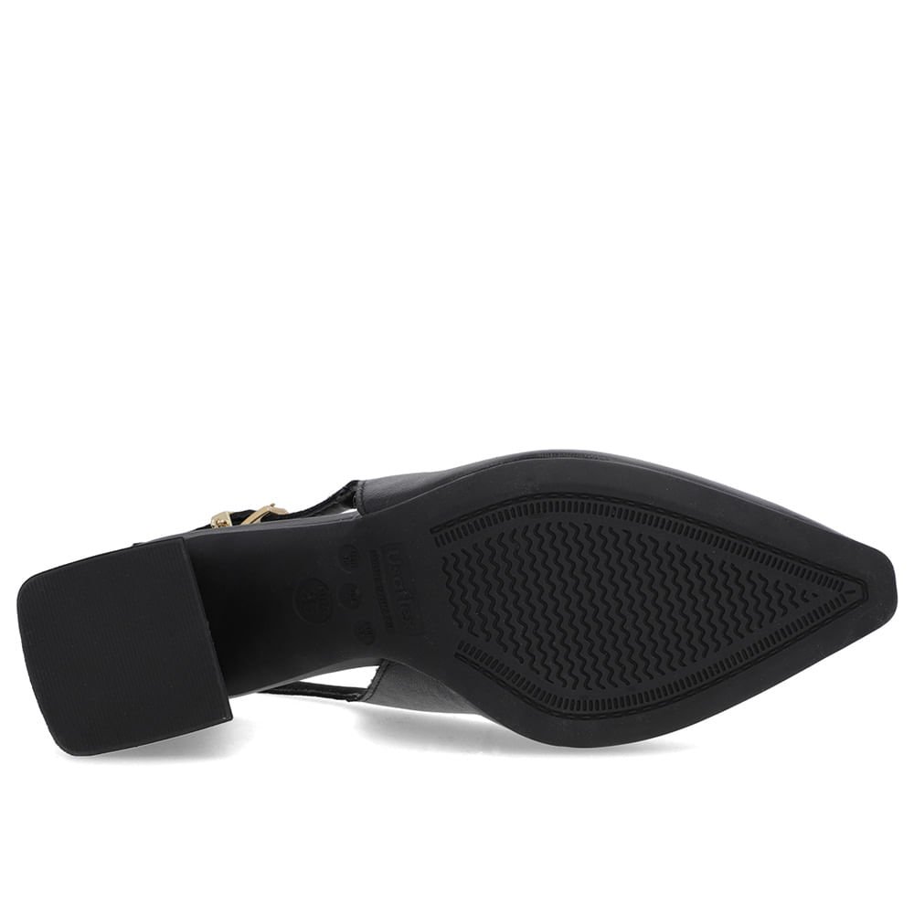 Slingback Preto Couro Liso Bico Fino Preto 5