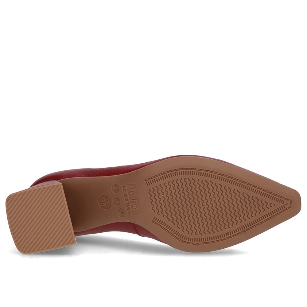 Scarpin Vermelho Couro Bico Fino Detalhe Geométrico Vermelho 5