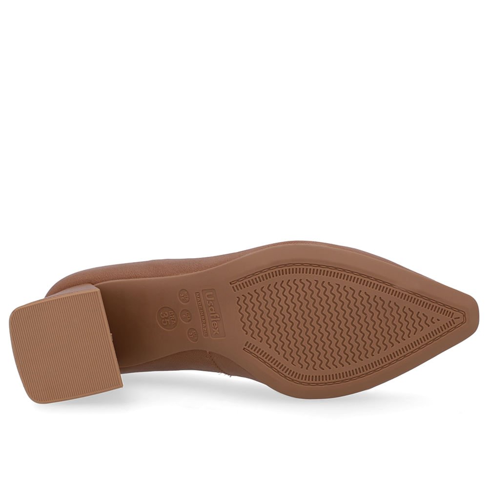 Scarpin Marrom Couro Bico Fino Detalhe Geométrico Marrom 5