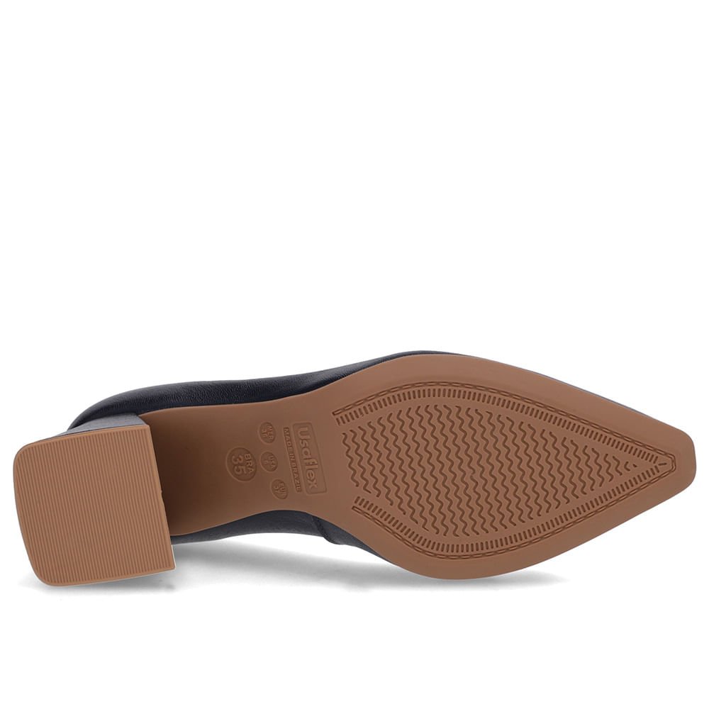 Scarpin Azul Couro Bico Fino Detalhe Geométrico Azul 5