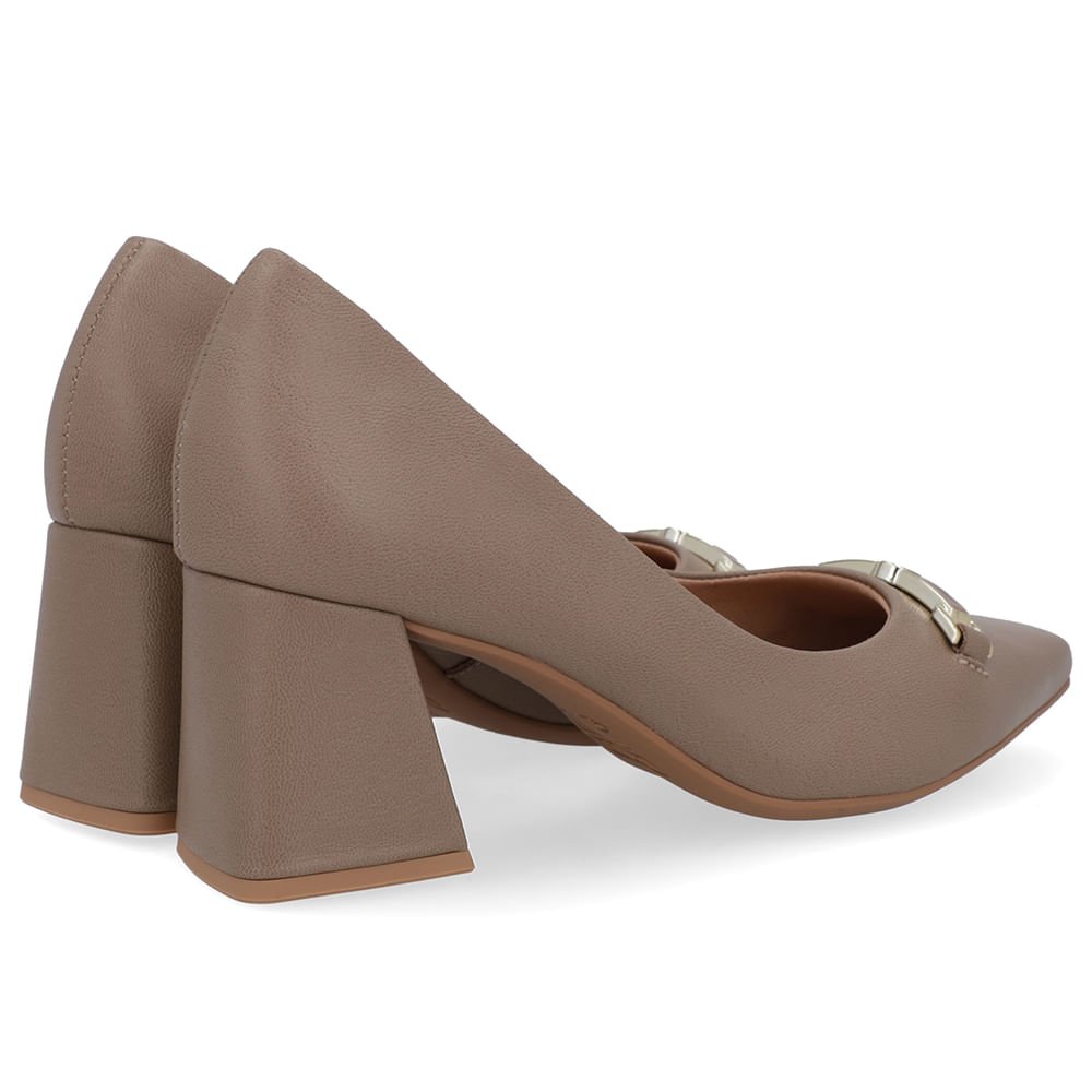 Scarpin Marrom Couro Bico Fino Detalhe Geométrico Marrom 3