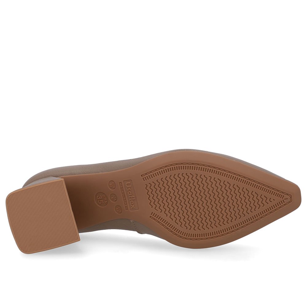 Scarpin Marrom Couro Bico Fino Detalhe Geométrico Marrom 5