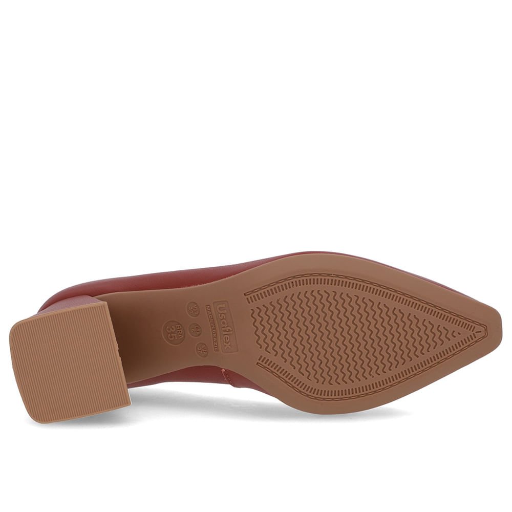 Scarpin Marrom Couro Bico Fino Detalhe Geométrico Terracota 5