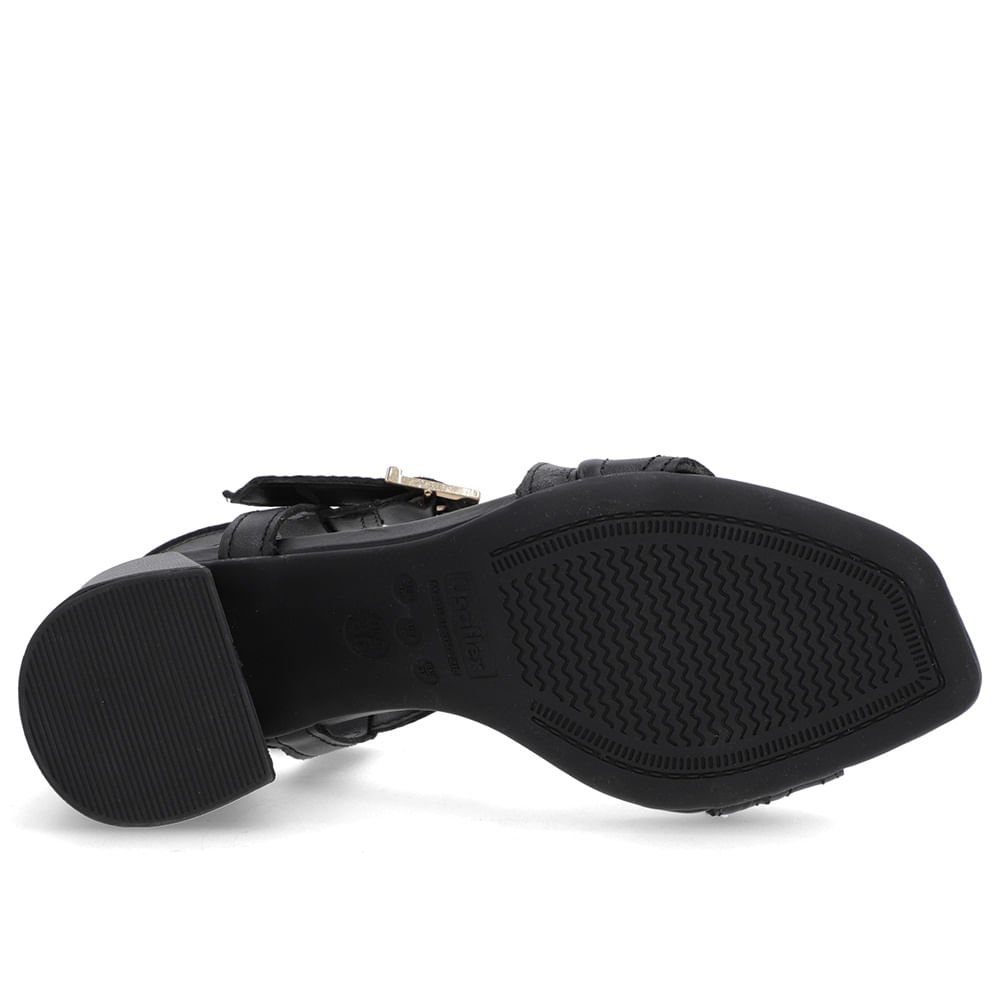 Sandália Salto Quadrado Couro Preta Fivela Preto 5