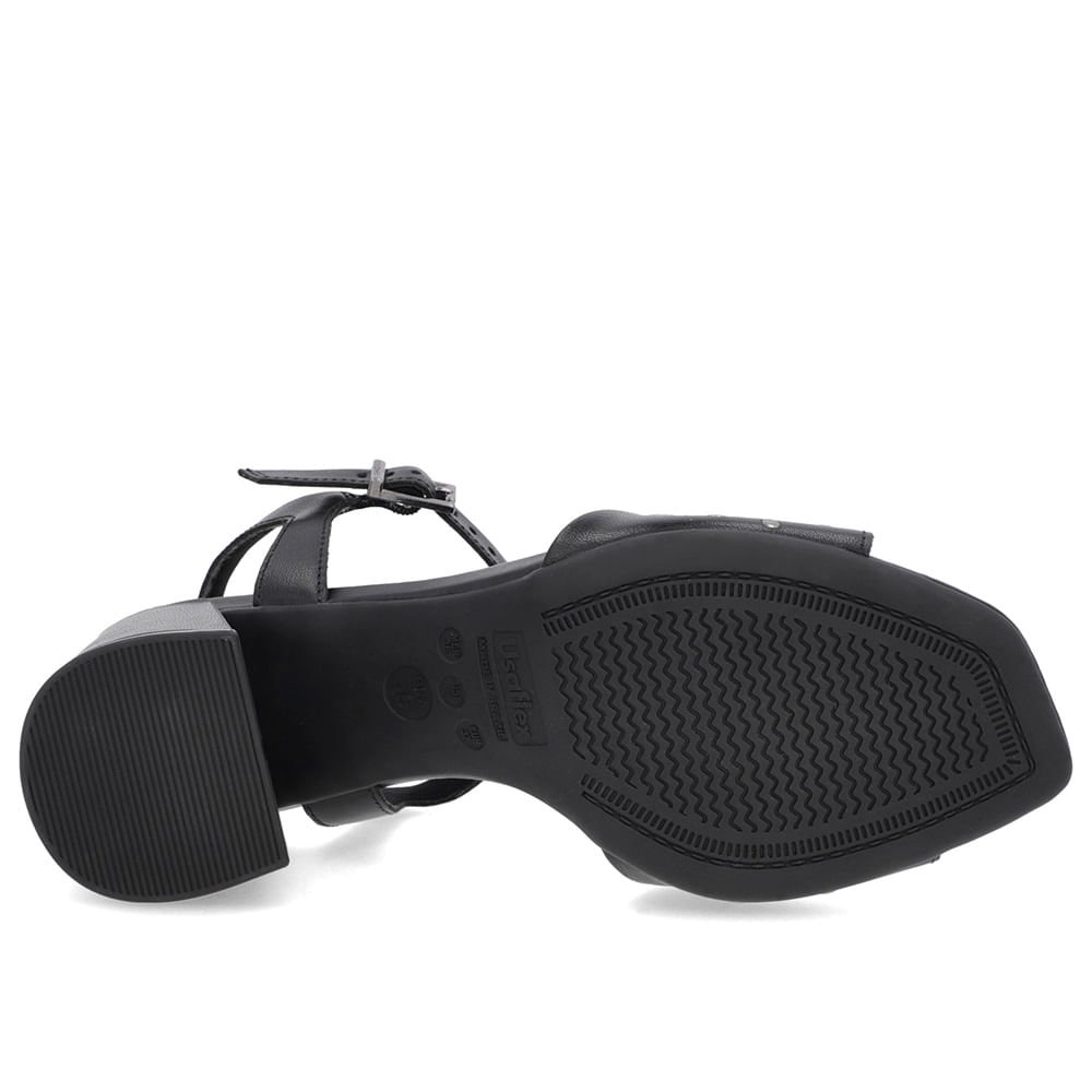 Sandália Bico Quadrado Couro Preta Tachas Preto 5