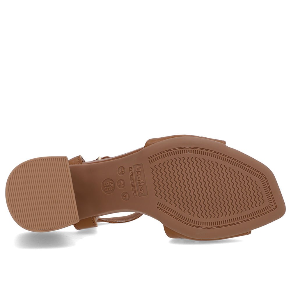 Sandália Bico Quadrado Couro Marrom Tachas Marrom 5