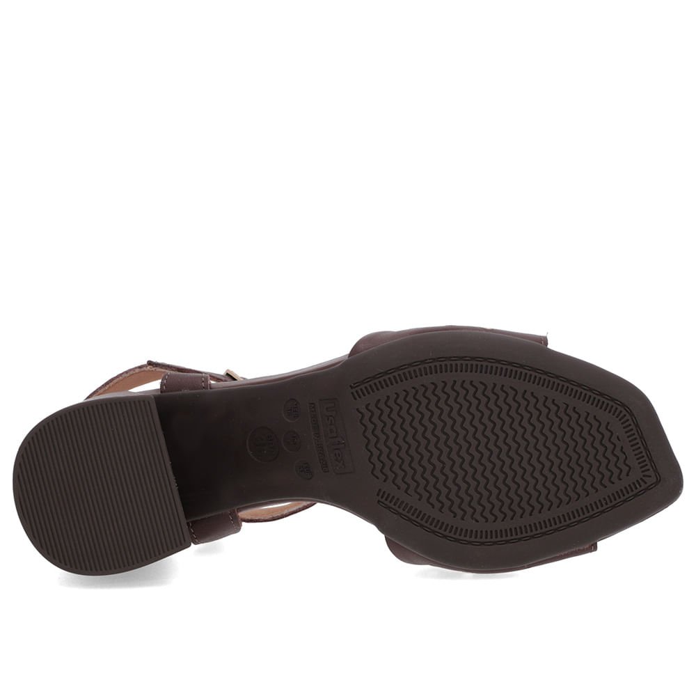 Sandália Bico Quadrado Couro Marrom Tachas Marrom 5