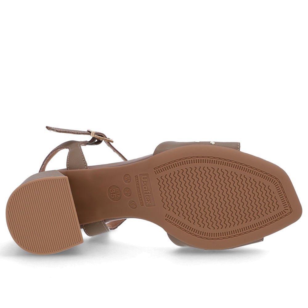 Sandália Bico Quadrado Couro Marrom Tachas Marrom 5