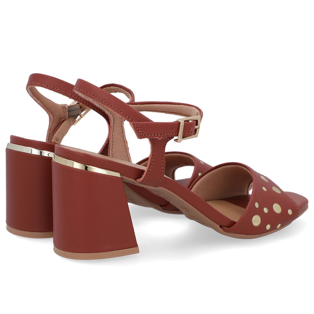 Sandália Bico Quadrado Couro Marrom Tachas Marrom 3