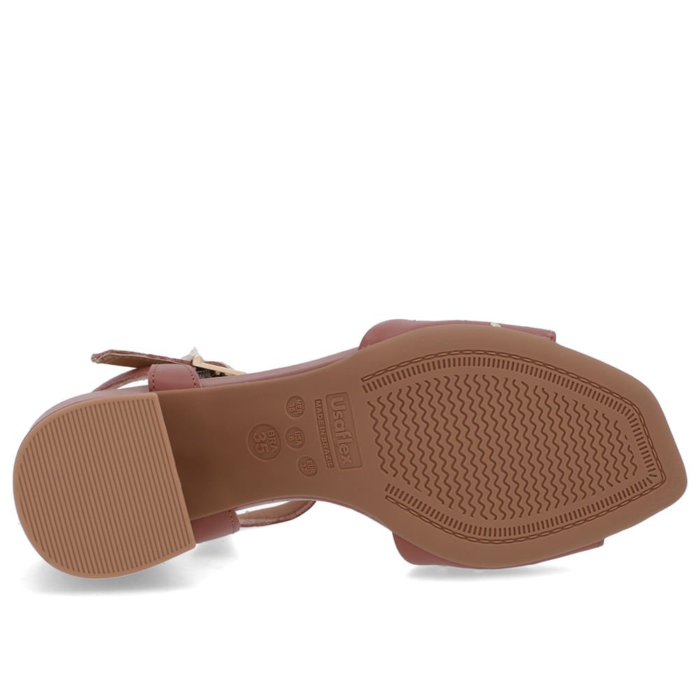 Sandália Bico Quadrado Couro Rosa Tachas Rosa 5