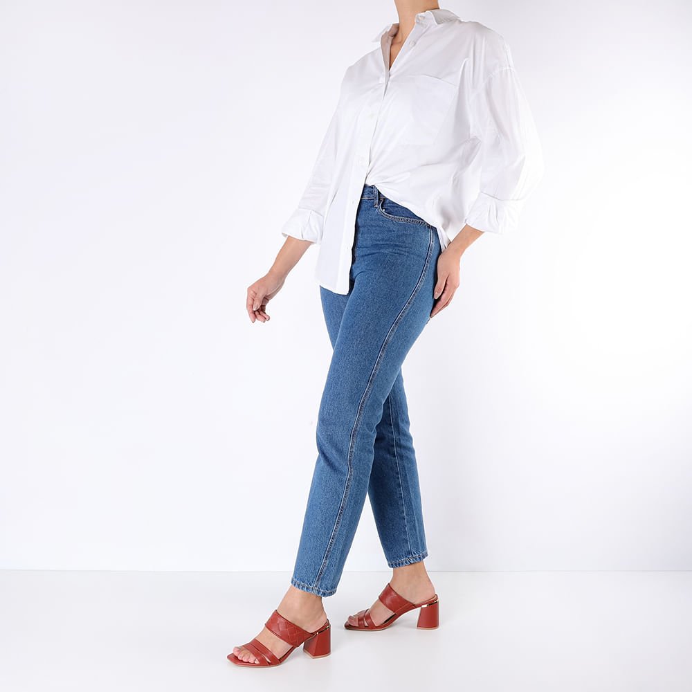 Tamanco Salto Bloco Couro Marrom Trançado Marrom 4