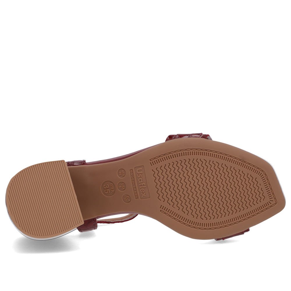 Sandália Bico Quadrado Couro Croco Vermelha Vermelho 5