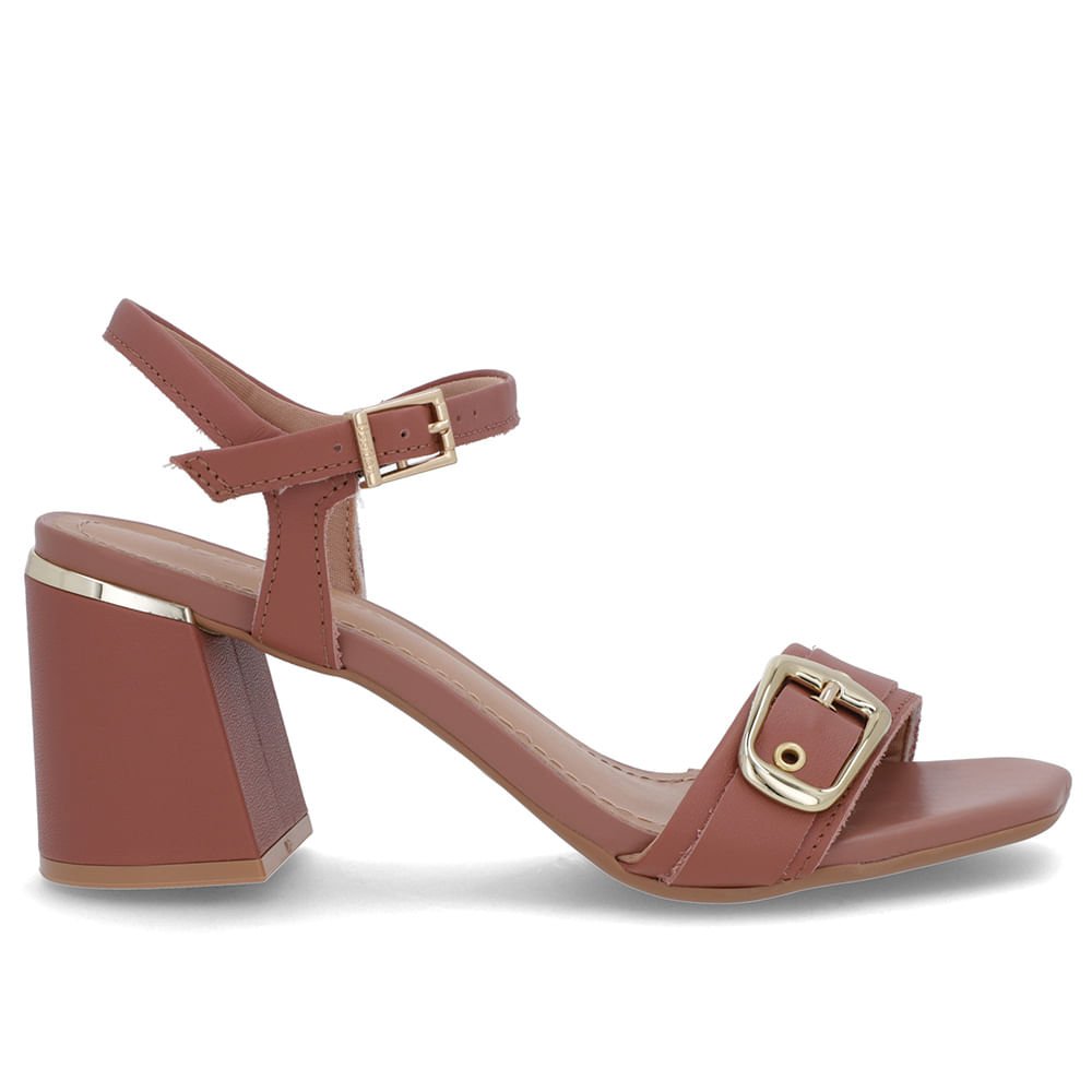 Sandália Bico Quadrado Couro Rosa