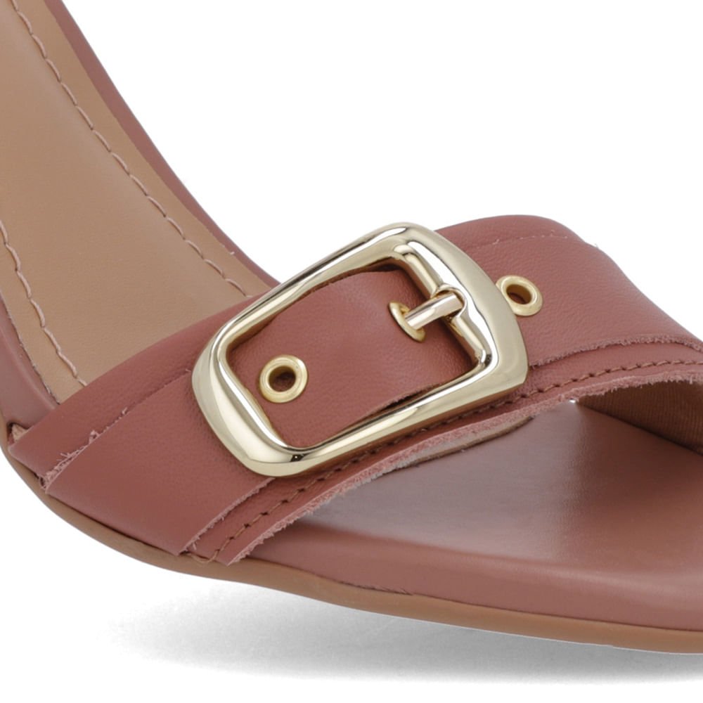 Sandália Bico Quadrado Couro Rosa Rosa 4