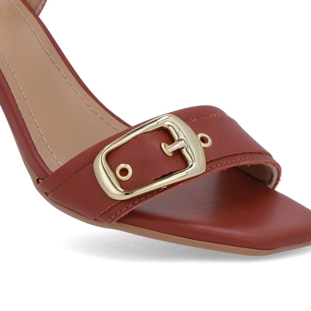 Sandália Bico Quadrado Couro Marrom Terracota Marrom 4